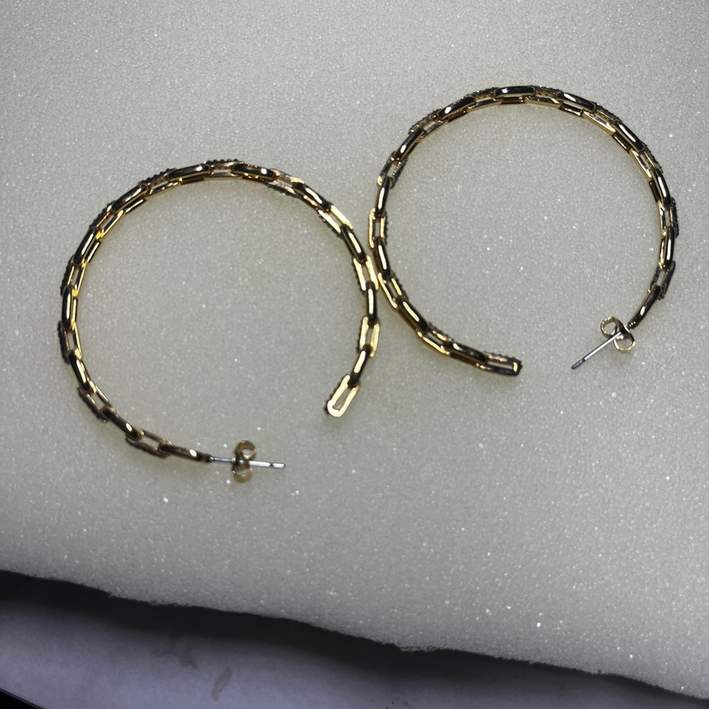 Pave link hoops earrings - Picture 7 of 7
